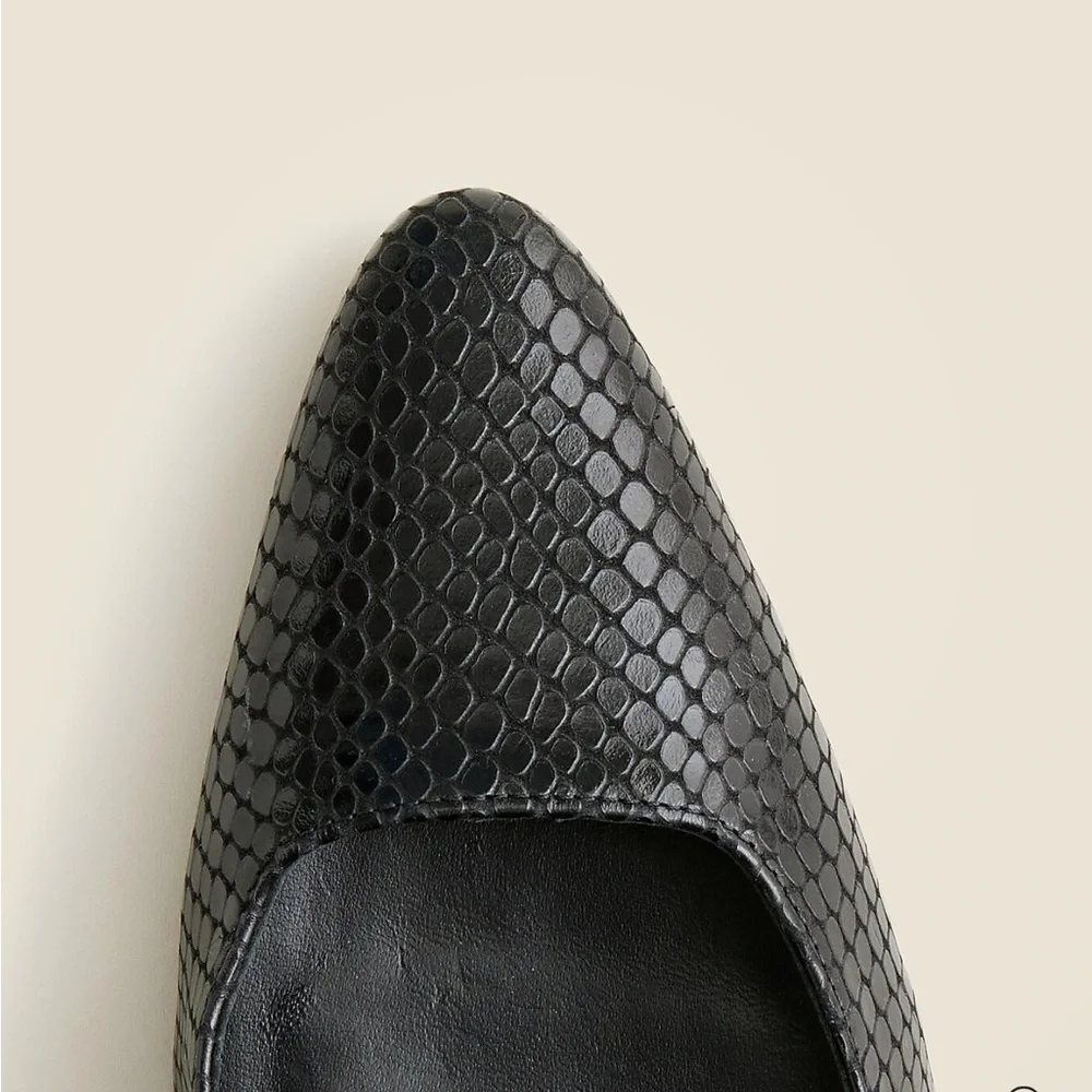 J. Crew Made-in-Spain Jules pumps in snake-embossed black leather CC063 $278 11